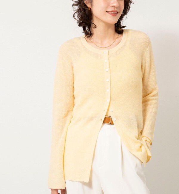 NOLLEY'S sophi「《手洗い可能》モヘヤ混片畦ミディ丈Cネックカーディガン」|カーディガン|