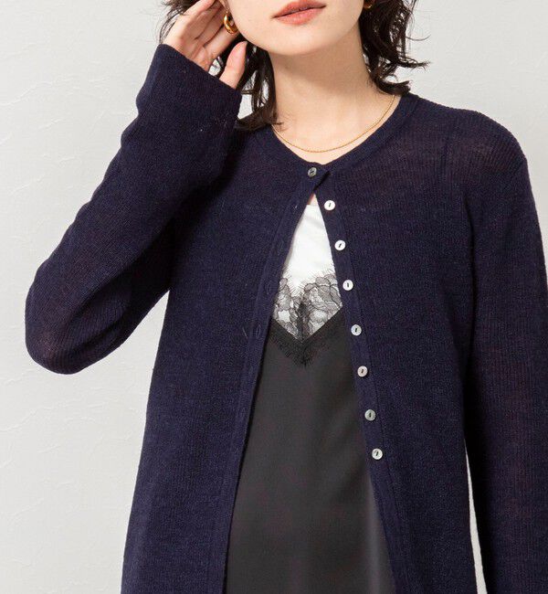 NOLLEY'S sophi「《手洗い可能》モヘヤ混片畦ミディ丈Cネックカーディガン」|カーディガン|