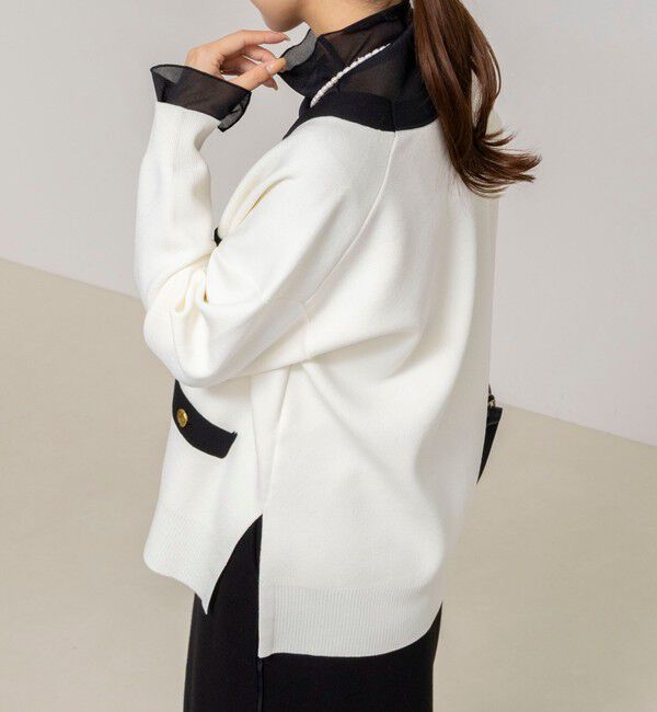 NOLLEY'S「《手洗い可能》スムース配色Vネックカーディガン」|カーディガン|