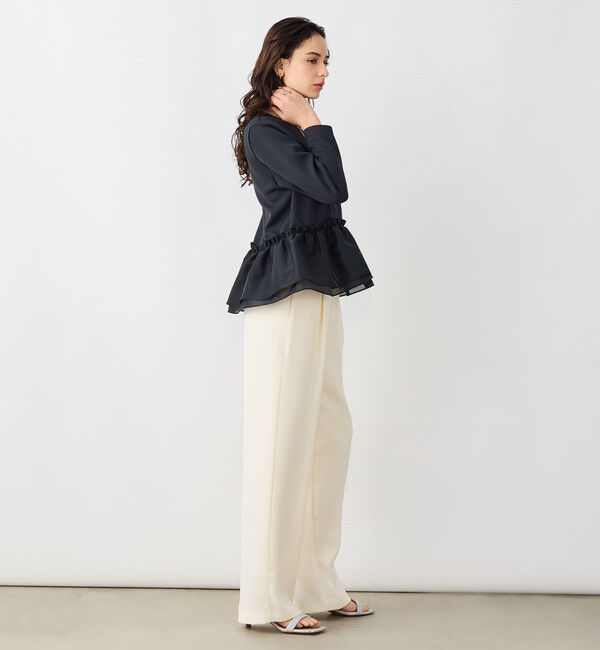 NOLLEY'S sophi「《セットアップ対応》ウォッシャブルダンボール&times;オーガンジーペプラムプルオーバー」|Tシャツ・カットソー|