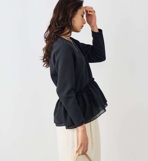 NOLLEY'S sophi「《セットアップ対応》ウォッシャブルダンボール&times;オーガンジーペプラムプルオーバー」|Tシャツ・カットソー|