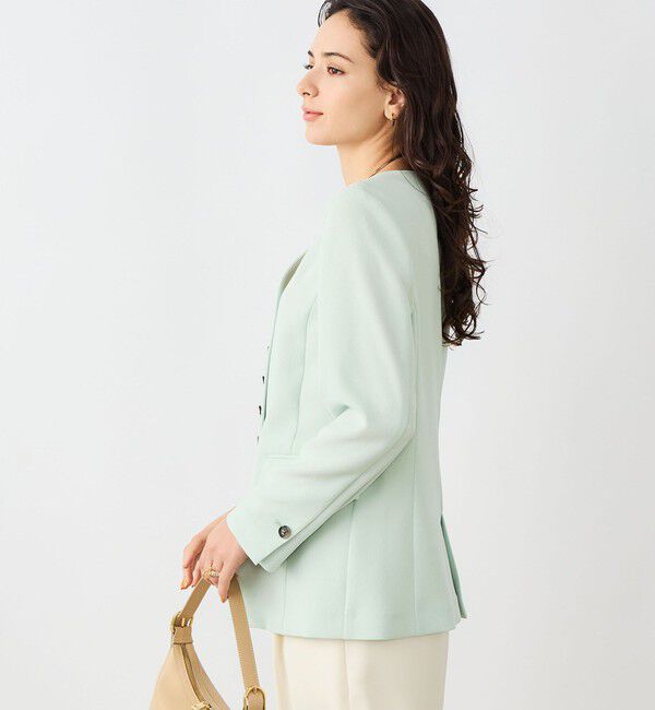 NOLLEY'S sophi「《セットアップ対応》ウォッシャブルバックサテンノーカラージャケット」|ノーカラージャケット|