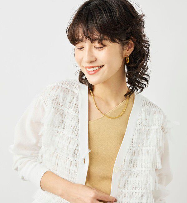 NOLLEY'S「《手洗い可能》チュールフリンジVネックカーディガン」|カーディガン|