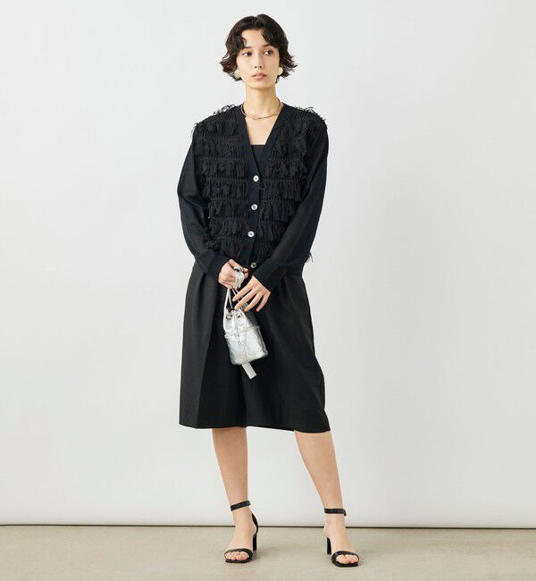 NOLLEY'S「《手洗い可能》チュールフリンジVネックカーディガン」|カーディガン|