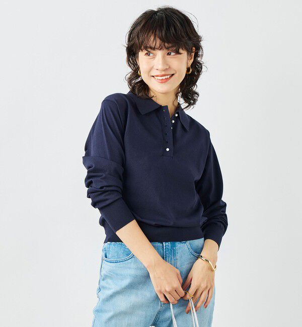 NOLLEY'S「《手洗い可能》コットンテックスポロニット」|ニット・セーター|