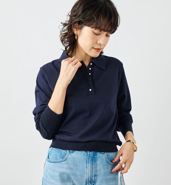 NOLLEY'S「《手洗い可能》コットンテックスポロニット」|ニット・セーター|