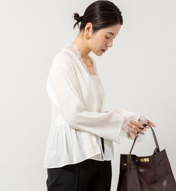 NOLLEY'S sophi「ウォッシャブルレーストリミングオーガンジーブラウス」|シャツ・ブラウス|