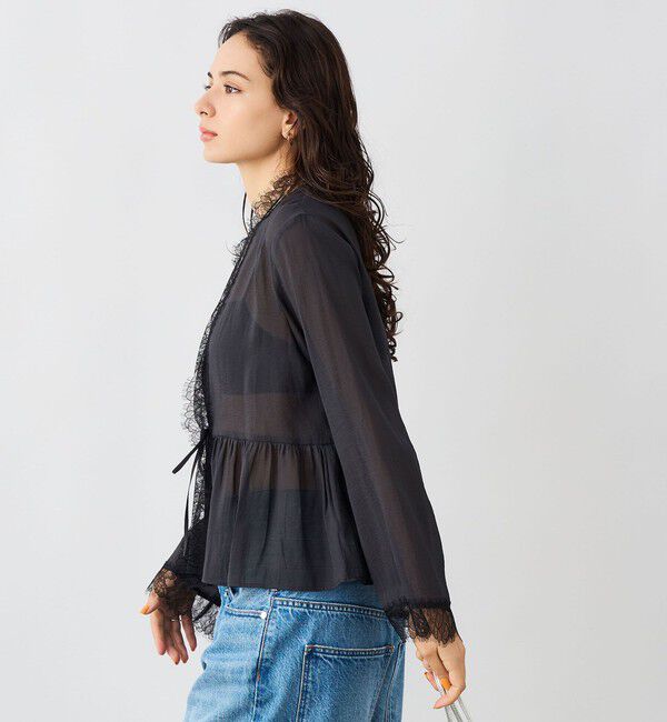 NOLLEY'S sophi「ウォッシャブルレーストリミングオーガンジーブラウス」|シャツ・ブラウス|