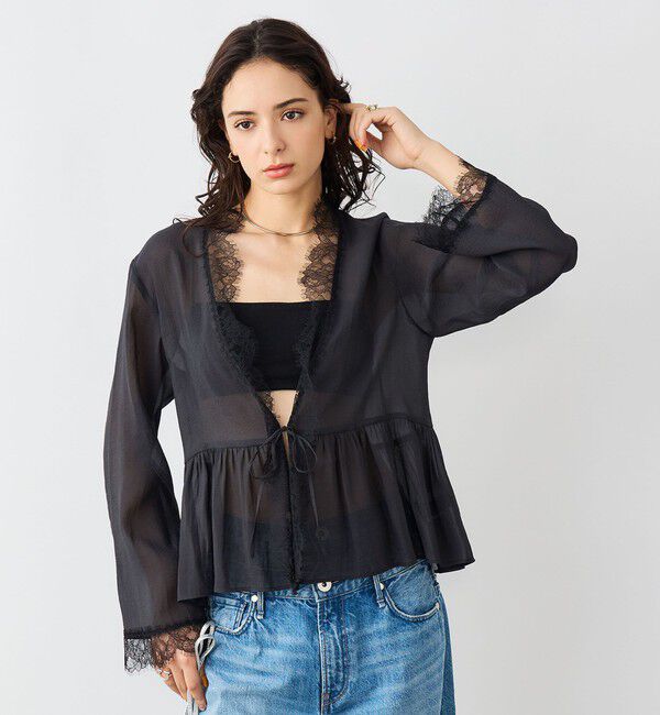 NOLLEY'S sophi「ウォッシャブルレーストリミングオーガンジーブラウス」|シャツ・ブラウス|