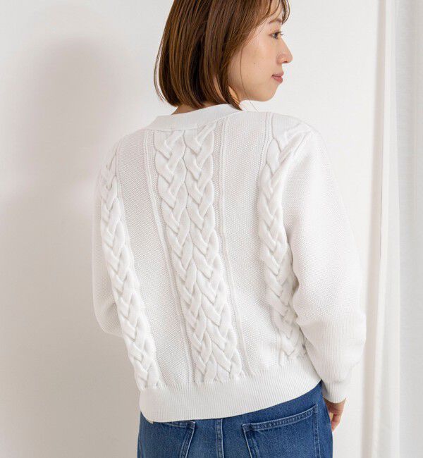 NOLLEY'S「《手洗い可能》ケーブルレースVネックカーディガン」|カーディガン|