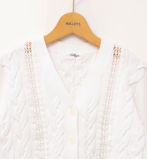 NOLLEY'S「《手洗い可能》ケーブルレースVネックカーディガン」|カーディガン|