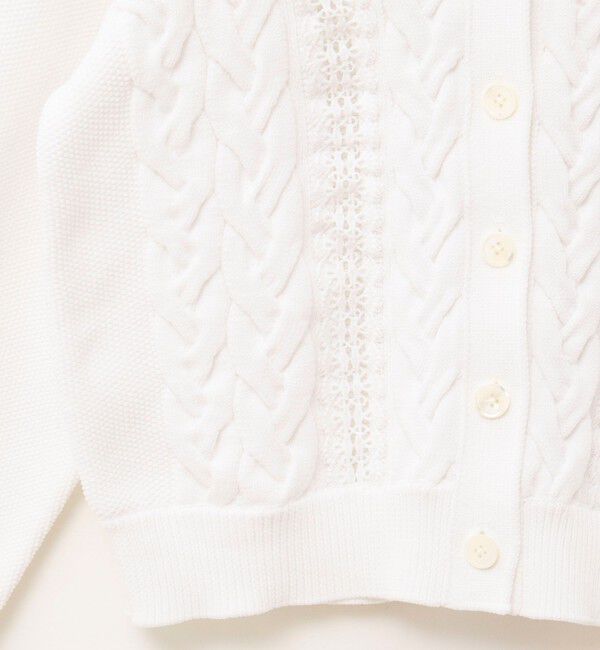 NOLLEY'S「《手洗い可能》ケーブルレースVネックカーディガン」|カーディガン|