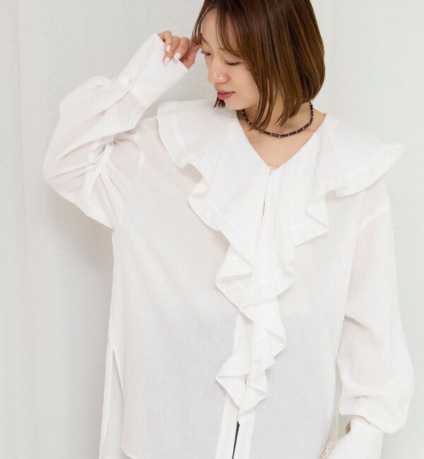 NOLLEY'S「ウォッシャブルラッフルカラーブラウス」|シャツ・ブラウス|