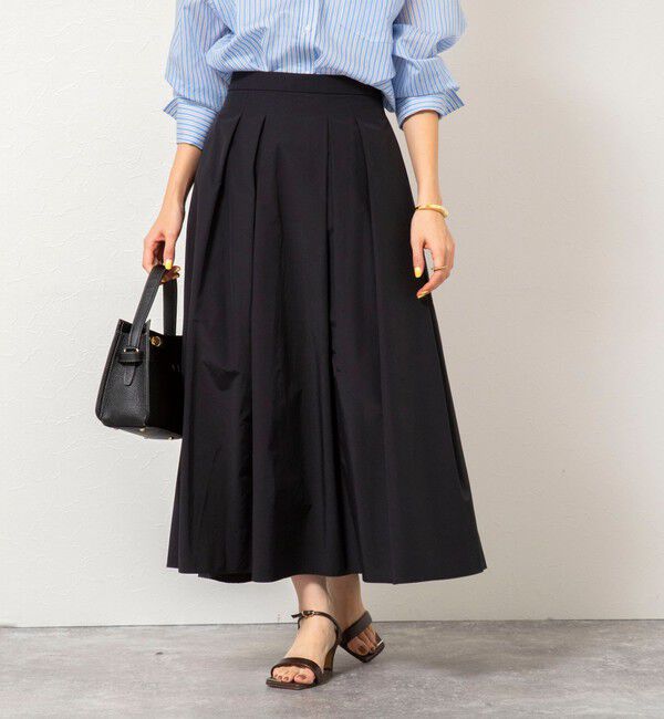 NOLLEY'S sophi「ウォッシャブルタフタタックフレアロングスカート」|スカート|ブラック
