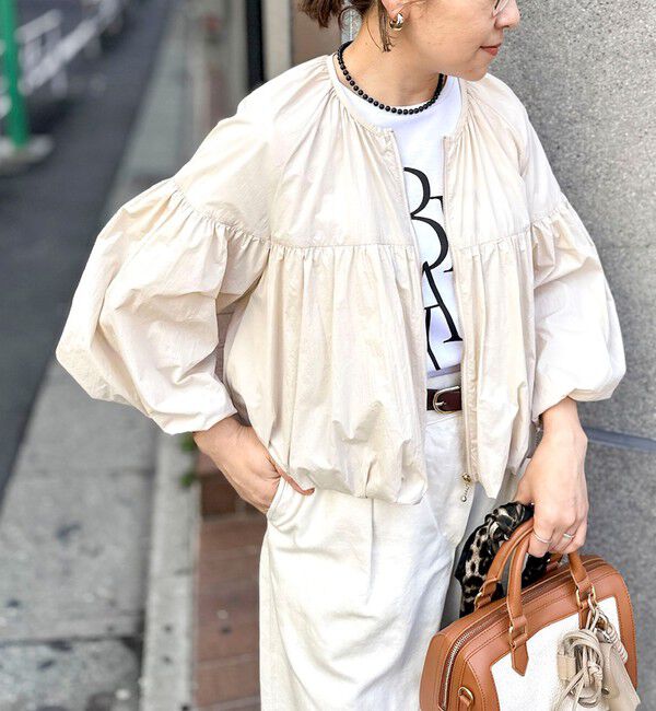 NOLLEY'S「ウォッシャブル撥水ポケッタブルボリュームブルゾン」|ブルゾン・スタジャン|ベージュ