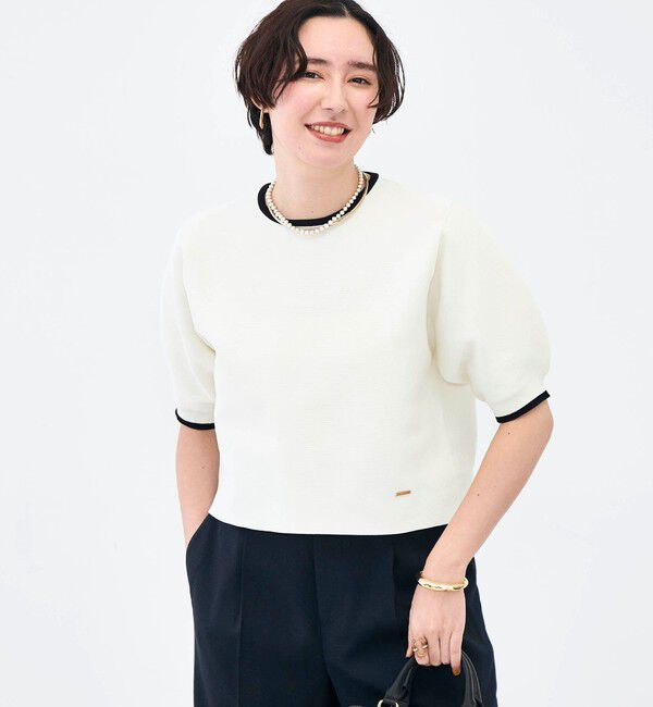 NOLLEY'S「《手洗い可能》ホールガーメントパフスリーブニットＴ」|ニット・セーター|