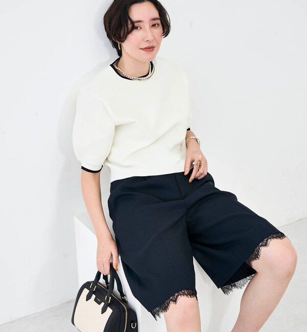 NOLLEY'S「《手洗い可能》ホールガーメントパフスリーブニットＴ」|ニット・セーター|