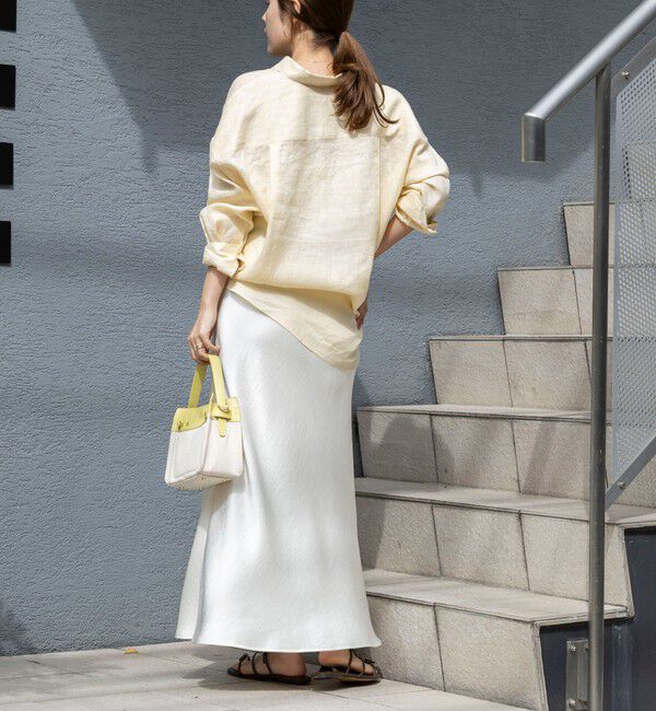 NOLLEY'S「ウォッシャブルサテンナロースカート」|フレア|