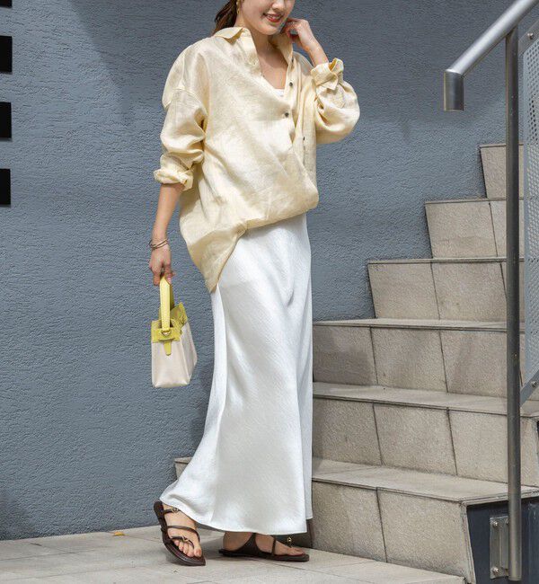 NOLLEY'S「ウォッシャブルサテンナロースカート」|フレア|