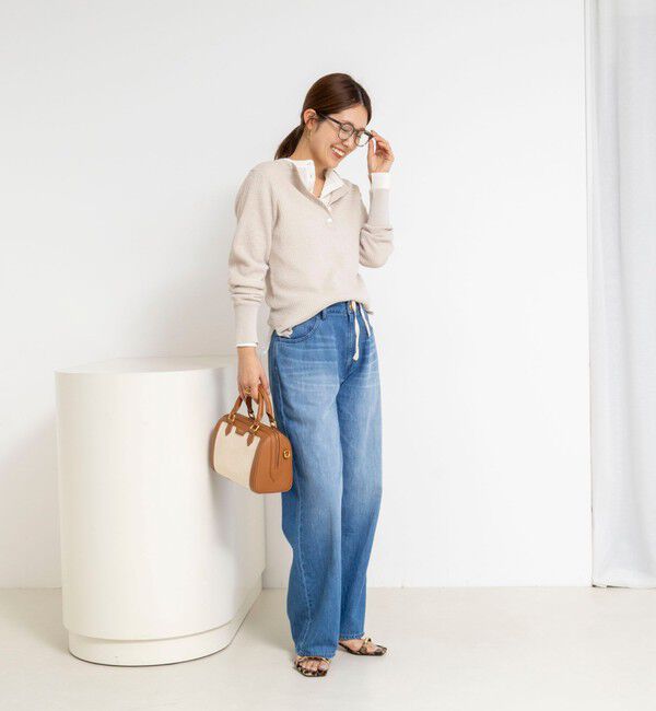 NOLLEY'S「《手洗い可能》ギマポリコットンワッフルヘンリーネックプルオーバー」|ニット・セーター|