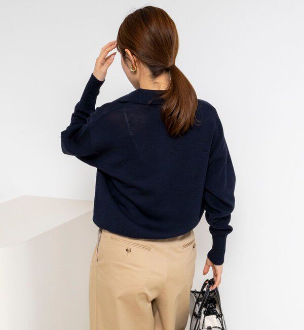NOLLEY'S「《手洗い可能》ギマコットンポロ襟プルオーバー」|ニット・セーター|