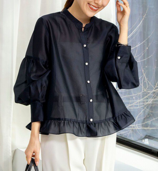 NOLLEY'S「ウォッシャブルシアー裾フリルブラウス」|シャツ・ブラウス|