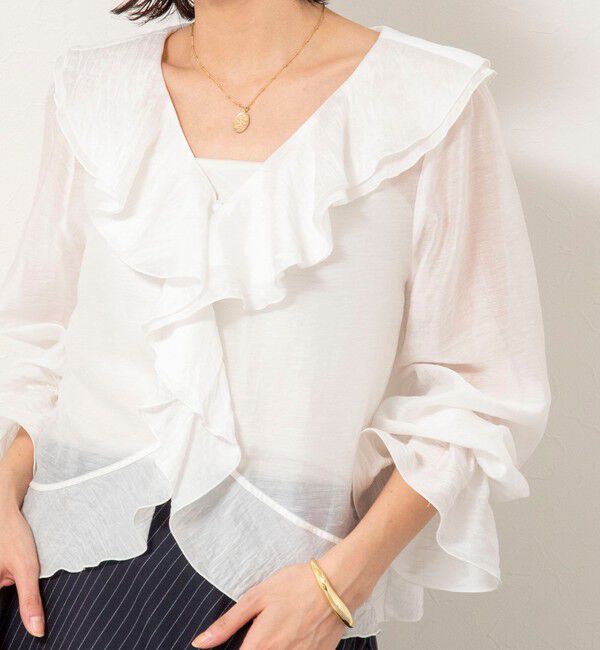 NOLLEY'S sophi「ウォッシャブルシアーラッフル羽織りブラウス」|シャツ・ブラウス|