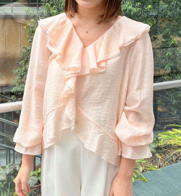 NOLLEY'S sophi「ウォッシャブルシアーラッフル羽織りブラウス」|シャツ・ブラウス|ベビーピンク