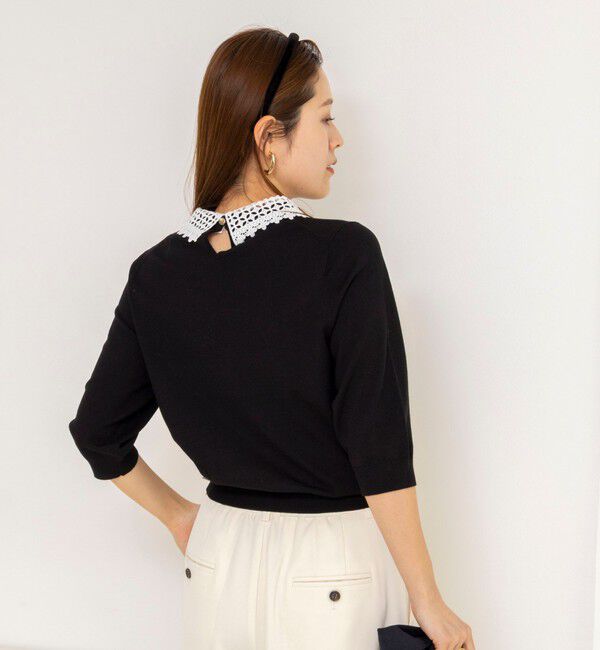 NOLLEY'S「【WEB＆一部店舗限定カラー】《手洗い可能》襟レース取り外し6分袖プルオーバー」|ニット・セーター|