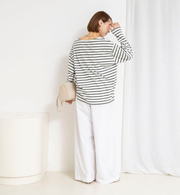 NOLLEY'S「【WEB限定】ウォッシャブルボーダープリントロンTee」|Tシャツ・カットソー|