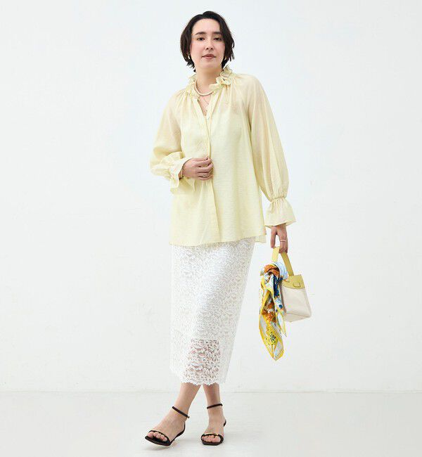 NOLLEY'S sophi「ウォッシャブルシアーオーガンジーフリルネックブラウス」|シャツ・ブラウス|