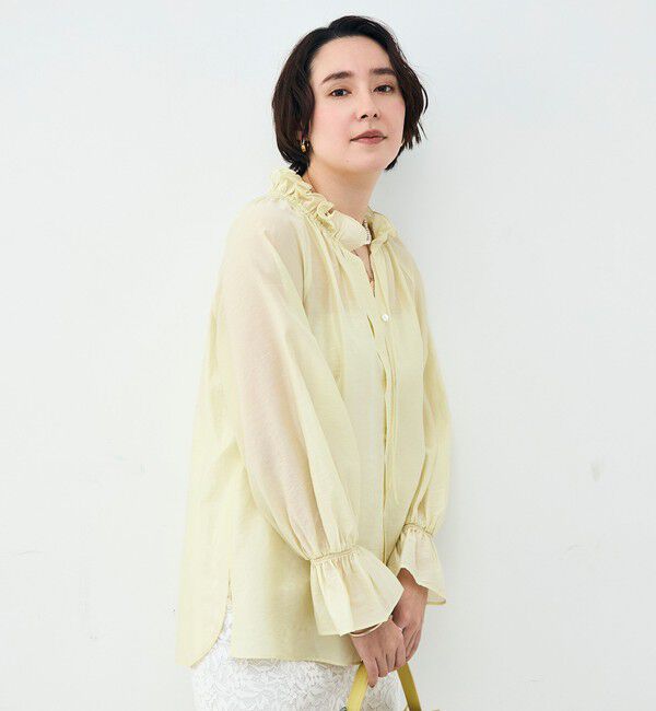 NOLLEY'S sophi「ウォッシャブルシアーオーガンジーフリルネックブラウス」|シャツ・ブラウス|