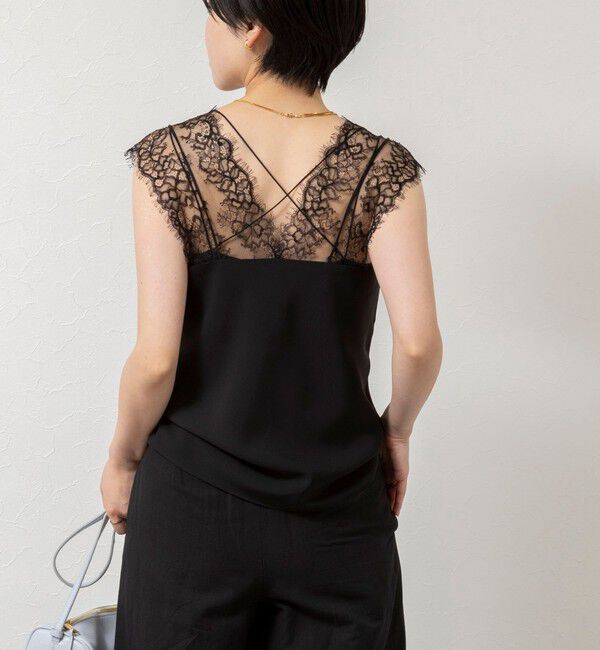 NOLLEY'S sophi「ウォッシャブルVIN-SATIN WITH LACE CAMI」|シャツ・ブラウス|ブラック
