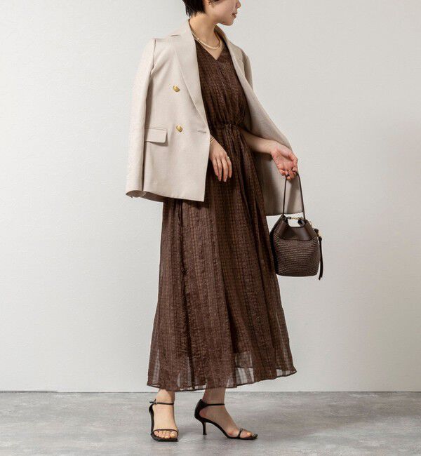 NOLLEY'S「【WEB限定】ウォッシャブルシアーチェックワンピース」|ワンピース|ブラウンベージュ系1