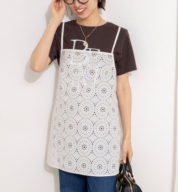 NOLLEY'S「ウォッシャブルレースキャミチュニック」|キャミソール|ホワイト