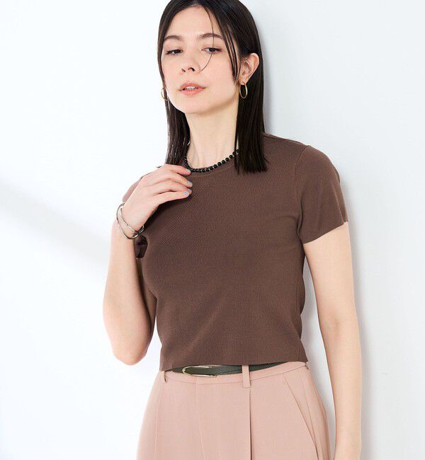 NOLLEY'S sophi「《手洗い可能/アンサンブル対応》マルチファンクション総針半袖プルオーバー」|ニット・セーター|