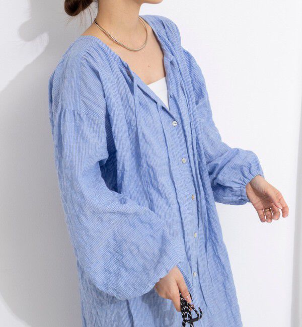 NOLLEY'S「ウォッシャブルシャーリングストライプ2WAYギャザーワンピース」|ワンピース|