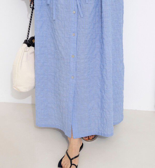 NOLLEY'S「ウォッシャブルシャーリングストライプ2WAYギャザーワンピース」|ワンピース|