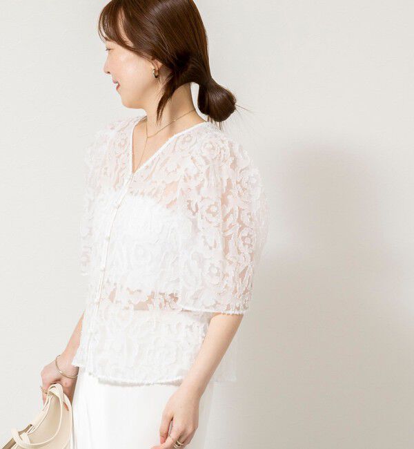 NOLLEY'S sophi「ウォッシャブルワッシャーオーガンジーカットジャガードブラウス」|シャツ・ブラウス|