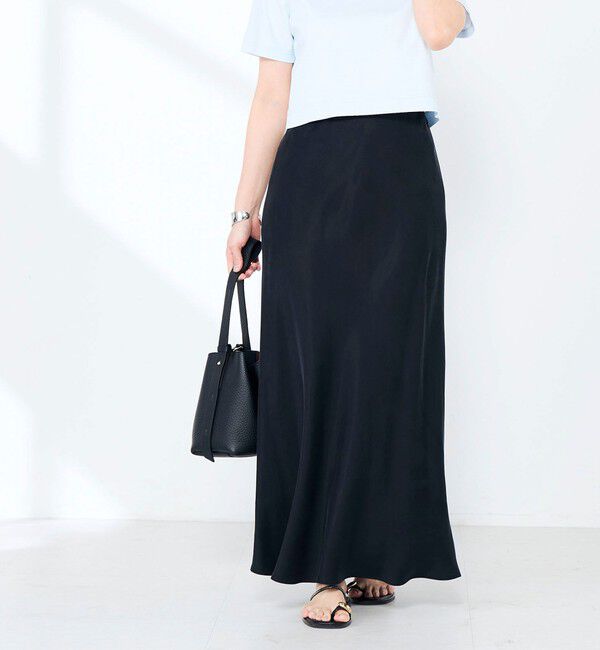 NOLLEY'S sophi「ウォッシャブルキュプラサテンナロースカート」|フレア|