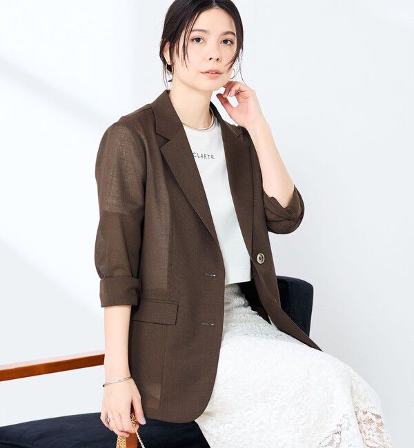 NOLLEY'S sophi「《セットアップ対応》ウォッシャブルリネンライクシアーボイルジャケット」|テーラードジャケット|