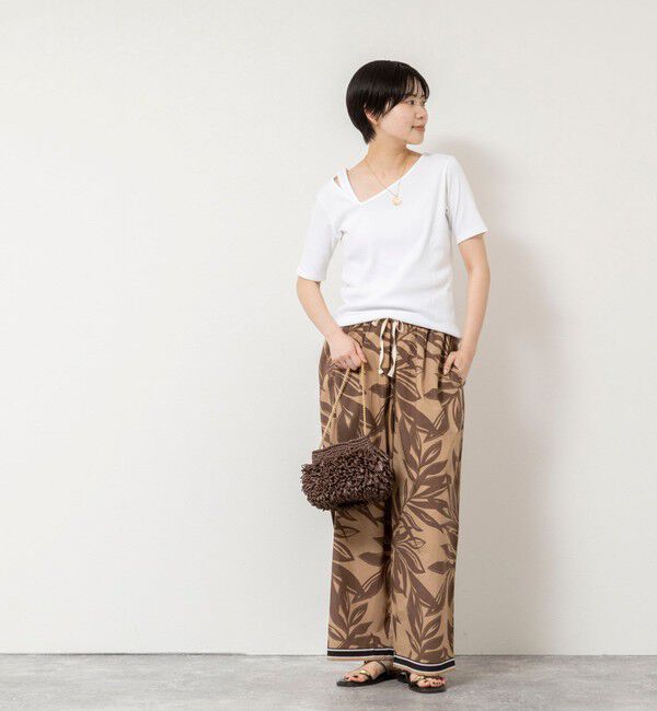 Rie Miller「ウォッシャブルアシンメトリー2WAYリブTシャツ」|Tシャツ・カットソー|