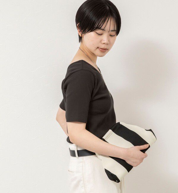 Rie Miller「ウォッシャブルアシンメトリー2WAYリブTシャツ」|Tシャツ・カットソー|