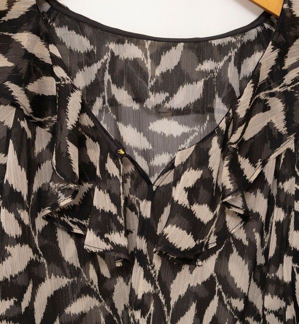 NOLLEY'S「【Import Fabric】ウォッシャブル楊柳リーフ柄フリルブラウス」|シャツ・ブラウス|