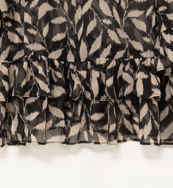 NOLLEY'S「【Import Fabric】ウォッシャブル楊柳リーフ柄フリルブラウス」|シャツ・ブラウス|