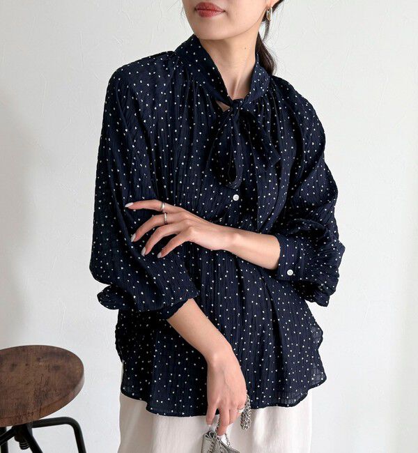 fredy emue「ハートドットボウタイブラウス」|シャツ・ブラウス|ブルー系その他