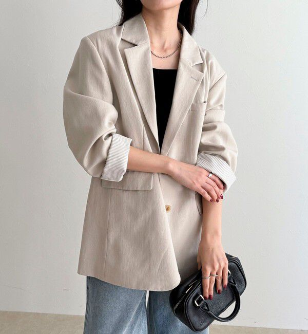 fredy emue「リネン混ラチネオーバージャケット」|テーラードジャケット|ベージュ