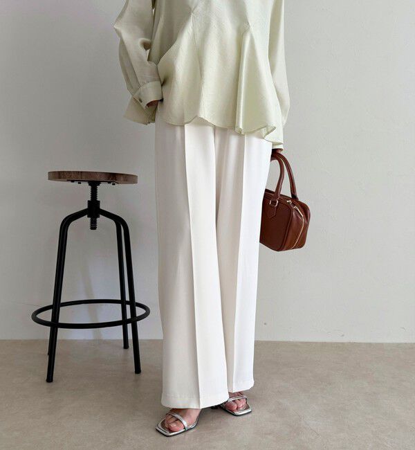 fredy emue「【オン・オフ対応/高身長サイズあり】とろみツイルタックスラックス」|スラックス|アイボリー