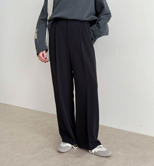 fredy emue「【オン・オフ対応/高身長サイズあり】とろみツイルタックスラックス」|スラックス|ブラック