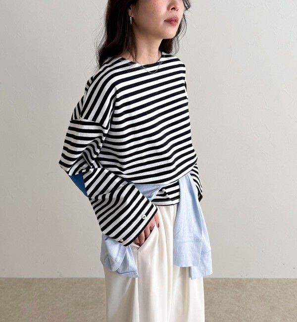 fredy emue「ボーダーハートパッチプルオーバー」|Tシャツ・カットソー|